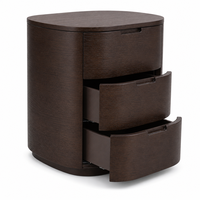 Table d'appoint ovale en bois fumé français pour salon, avec 3 tiroirs et poignée dissimulée, personnalisable OEM ODM