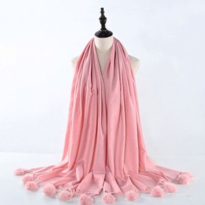 Chal de Pashmina de Lana Largo de Color Sólido con Borlas para Mujer, Bufanda para Actividades al Aire Libre - Product Image 4