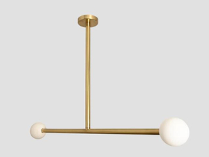 Lustre linéaire moderne en laiton fait main, luminaire suspendu à 2 barres lumineuses - Product Image 6