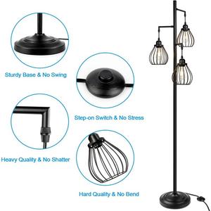 モダン高級アメリカ素朴なアンティーク工業用ツリーデザインLEDフロアランプE26ベースアイロンリビングルーム寝室オフィスホテル - Product Image 4