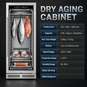 Armoire de maturation à sec commerciale 52L pour viande 1-22 ° Contrôle de l'humidité pour restaurant de steaks, boucherie, hôtel - Product Image 2