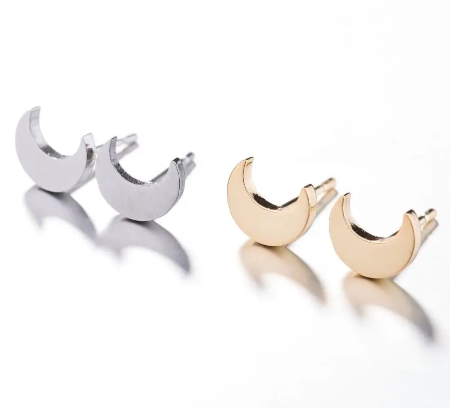 Maan Vorm Stud Earring New Hot Verkoop Trendy Super Rvs Oorbellen Voor Vrouwen Groothandel Sieraden