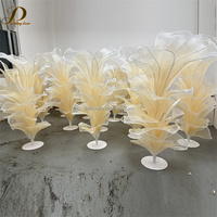 Fleur artificielle géante en organza de soie faite à la main sur mesure JINDA pour la décoration de table de mariage, toile de fond de scène