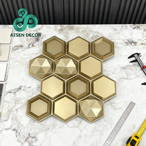 AISEN DECOR Décoration d'intérieur 2025 Nouveaux panneaux muraux légers imperméables en PVC doré 3D effet miroir - Product Image 3