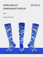 Chaussettes de compression montantes pour sports de plein air transfrontaliers, camouflage rayé, respirantes, anti-frottement, décontractées