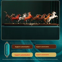 Ornement en laiton 'Huit chevaux au galop' de Father's Lacquer Craft, décoration pour entrée et bureau, cadeau de pendaison de crémaillère et d'inauguration