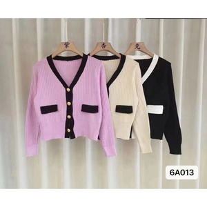 Spring Long Sleeve V-neck Knitted Sweater Women's French Style Elegant Base <strong>Top</strong> Knitted Cardigan - Product Image 4