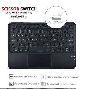 คีย์บอร์ดไร้สาย Tasso CK005 รุ่นใหม่ ขนาด 12.9 นิ้ว สำหรับแท็บเล็ต พลาสติก สวิตช์แบบกรรไกร เชื่อมต่อผ่าน USB <span class=keywords><strong>3.0</strong></span> พร้อมทัชแพด ไฟ RGB รองรับ iPad/<span class=keywords><strong>iPhone</strong></span>/PC - Product Image 3