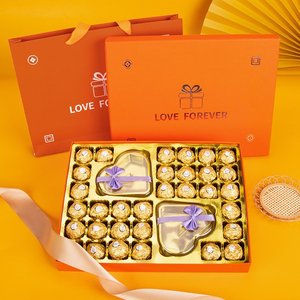 Caja de Regalo con Forma de Libro, Caja Vacía al por Mayor para el Día de San Valentín, 48 Bombones <span class=keywords><strong>Ferrero</strong></span> Roche, Recuerdos para Novia, <span class=keywords><strong>Chocolate</strong></span> Estilo Chino Romántico - Product Image 3