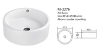 Lavabo Cylindrique Moderne en Céramique Blanc Brillant à Poser sur Plan, Vasque d'Art pour Salle de Bain avec Débordement, Vente en Gros Usine