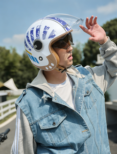 <span class=keywords><strong>Casco</strong></span> de Motocicleta Abierto DFG de Venta al por Mayor, de Alta Resistencia, con Forro EPS Integrado de ABS y Visera Doble Antirrayas de PC - Product Image 2