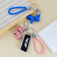 Porte-clés Bouledogue Français 3D de Haute Qualité, Mignon Dessin Animé en Résine, avec Sangle en Cuir Tressé, Pendentif de Sac, Cadeau