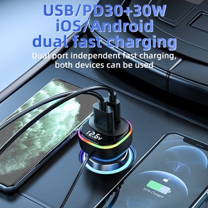 75W 5 porte USB caricabatterie rapido per auto 3.0 posteriore tipo-C caricabatterie per telefono cellulare iPhone Samsung Huawei Xiaomi PD auto ricarica rapida - Product Image 2