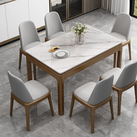 Table à manger rectangulaire en bois massif et chaises assorties Bjflamingo, table à manger rectangulaire marron luxueuse