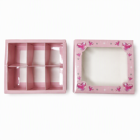 Boîte cadeau rose à 6 compartiments avec fenêtre transparente, finition brillante pour les cadeaux de Noël