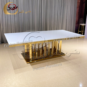 Juego de Comedor Rectangular de Lujo en Acero Inoxidable Dorado Moderno con 8 Sillas para Uso en Hoteles, Muebles para Comedor - Product Image 5