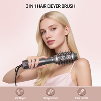 Brosse à air chaud électrique professionnelle CONFU 1100W, sèche-cheveux puissant avec peigne ovale, moteur 28300 tr/min pour un séchage et un coiffage rapides