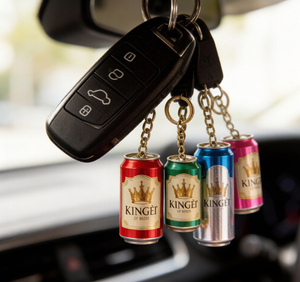 Simulation mini beer can <b>keychain</b> customizable logo <b>keychain</b> men's backpack car key decoration fashion gift - Product Image 5