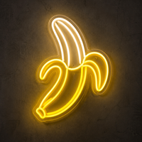 Enseigne néon LED personnalisée en forme de banane pelée, jaune et blanc, néon flexible pour décoration murale, idéale pour café, bar à jus, usage publicitaire, avec télécommande