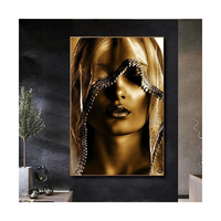 Moderne Or Noble Voile Femmes Peinture À L'huile Toile Affiche Art Déco Nordique Mur Art Imprimer Beau Maquillage Décoration de La Maison pour