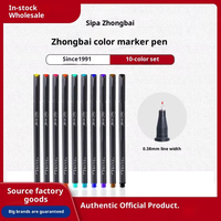 Ensemble de stylos marqueurs artistiques SR153 Fluency Line 10 couleurs pour le dessin, pointe en fibre de 0,38 mm, encre à base d'eau, double face, écriture non effaçable, pointe non effaçable