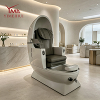 Fauteuil de pédicure de luxe entièrement fermé avec bassin intégré en forme d'œuf, équipement de salon de manucure à remous