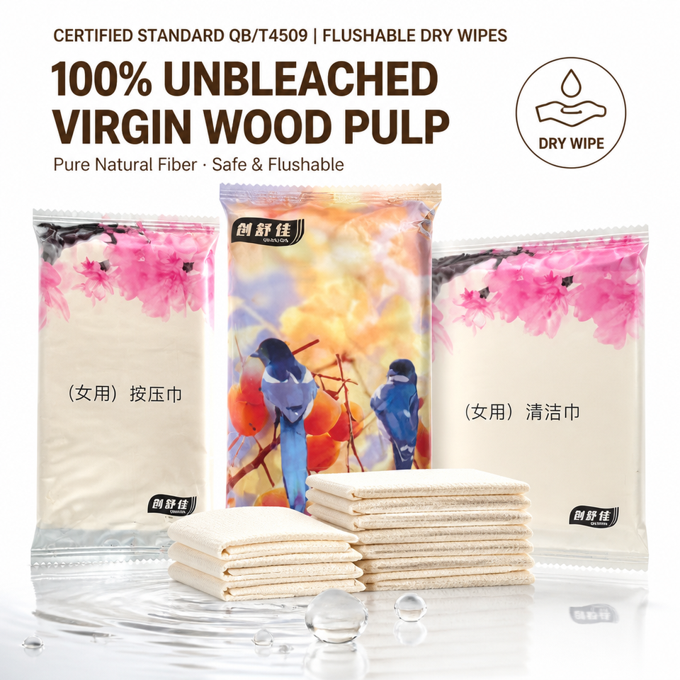 Materails Rag Biodegradable Flushable Wood Pulp Cleaning Cloth for Women's Daily Care ...