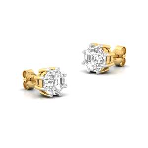 Elegantes Pendientes Solitarios Starlit Grace con Diamante Cultivado en Laboratorio CVD de Corte Octogonal de 0.505ct, Chapados en Oro de 10K, Regalo Moderno para Mujer - Product Image 1