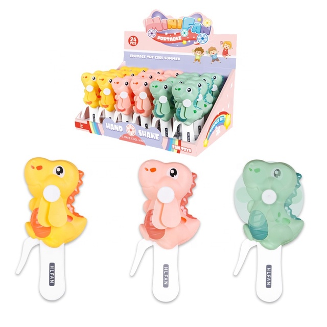 Plastic Promotional Toys Mini Fan Dinosaur Hand Press Fan Small Size Toys