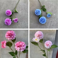 Ramo de Hortensias de Seda Artificial Realista Hecho a Mano con 3 Cabezas de Pompones para Arreglos de Boda, Día de la Madre y Navidad