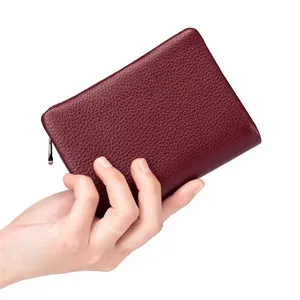 Portefeuilles courts AndoBag pour femmes, en cuir de vache véritable, grande capacité, portefeuille à trois volets, porte-cartes, porte-monnaie tendance 3040 - Product Image 2