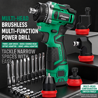Perceuse sans fil mini 16V Li-ion sans balais, tournevis électrique multifonction avec 4 têtes interchangeables à changement rapide pour la construction