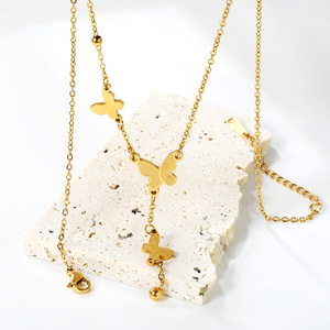 จี้ผีเสื้อทองสร้อยคอสแตนเลสพร้อมเครื่องประดับเหล็กไทเทเนียมของขวัญสำหรับผู้หญิงสร้อยคอแฟชั่น NE2D5201G - Product Image 1