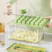 Bac à glaçons en silicone de type presse avec boîte de rangement, empilable et étanche, pour la fabrication de boissons et de whisky à la maison ou au bar