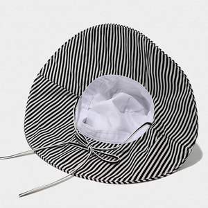 Sombrero de Pescador de Ala Ancha a Rayas, Estilo Veraniego, para Viajes al Aire Libre, Protección Solar para Mujer, Sombrero de Playa - Product Image 5