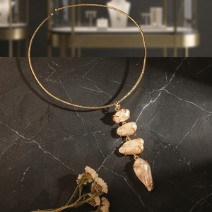 Handcrafted Brass Freshwater Pearl Strand <b>Chokers</b> Necklace Set Matching Earrings | Women's Elegant Luxury - Product Image 3