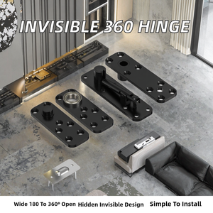 Bisagra pivotante invisible de acero moderna con rotación de 180 grados para puertas ocultas, estanterías y puertas secretas interiores - Product Image 2