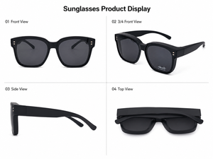 Fashion Black <strong>Polarized</strong> Square Acetate <strong>Sunglasses</strong> UV400 Blue Light Blocking Green Unisex Men Women Driving Fishing Shades OEM - Product Image 2