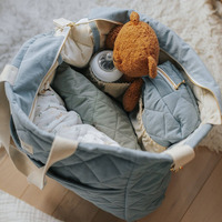 Voyage personnalisé logo personnalisé maman bébé sac à bandoulière coton maman Nappy organisateur matelassé couche fourre-tout