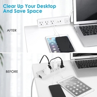 Multiprise à fixation sur bureau avec chargeur USB, 4 prises, protection contre les surtensions 1200J, montage sur bord de bureau, prises 65W-100W pour bureaux