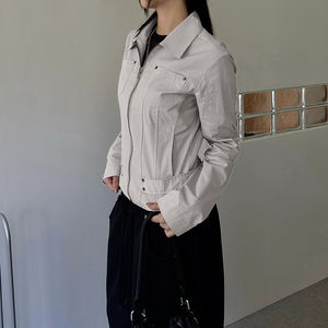 Chaqueta de Trabajo para Mujer, Tejido de Punto, Cierre de Cremallera, Blazer Ajustado, Manga Larga, Estilo Casual Urbano, Prenda Exterior Moderna, Chaqueta con Cremallera para Mujer - Product Image 3