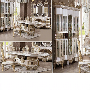 Juego de Muebles de Comedor Blancos de Lujo, Compra un Juego de Mesa de Comedor Tallada de Lujo, Juego de Muebles de Comedor Elegantes y Lujosos, EE. UU. - Product Image 1