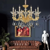 Lustre en cristal doré VH Classic Interior Villa, luxe, LED, cuivre, décoratif pour hôtel, hall d'entrée