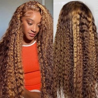 Perruque Lace Front en Cheveux Brésiliens 100% Naturels, Ondulés, Couleur Miel Foncé, Densité 250, Sans Colle, 13x4 13x6, 32 Pouces