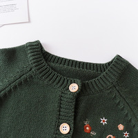 Cardigans en tricot pour petites filles, boutons design, boutiques d'automne, cardigan vert pour bébés, vêtements en tricot pour nourrissons et tout-petits