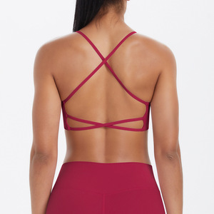 Women Thin Strap Criss Cross Back Yoga Bra Backless Padded Shockproof Pilates Sports Bra Gym Workout Running Activewear - Product Image 6