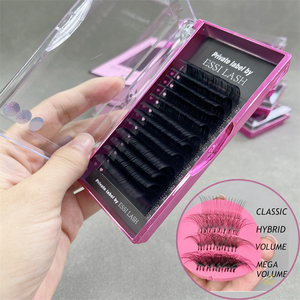 Pesta Als Individuelles Logo Flauschige Weiche Luxus Wimpernverlängerungen Korea PBT-Faser 12 Reihen Einfach-Fächer-Wimperntrays Großhandel - Product Image 1
