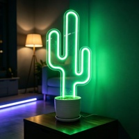 Cactus vert néon LED personnalisé avec panneau mural pour plante