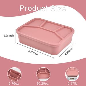 Lonchera Portátil de Silicona de Grado Alimenticio, No Tóxica, para Bebés y Niños, con 3 Compartimentos, para Conservar la Frescura de los Alimentos, Personalizable y de Venta Caliente - Product Image 3