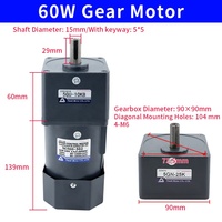 Moteur électrique à vitesse variable 60W 220V, petit, avec contrôleur de vitesse, 12mm 15mm